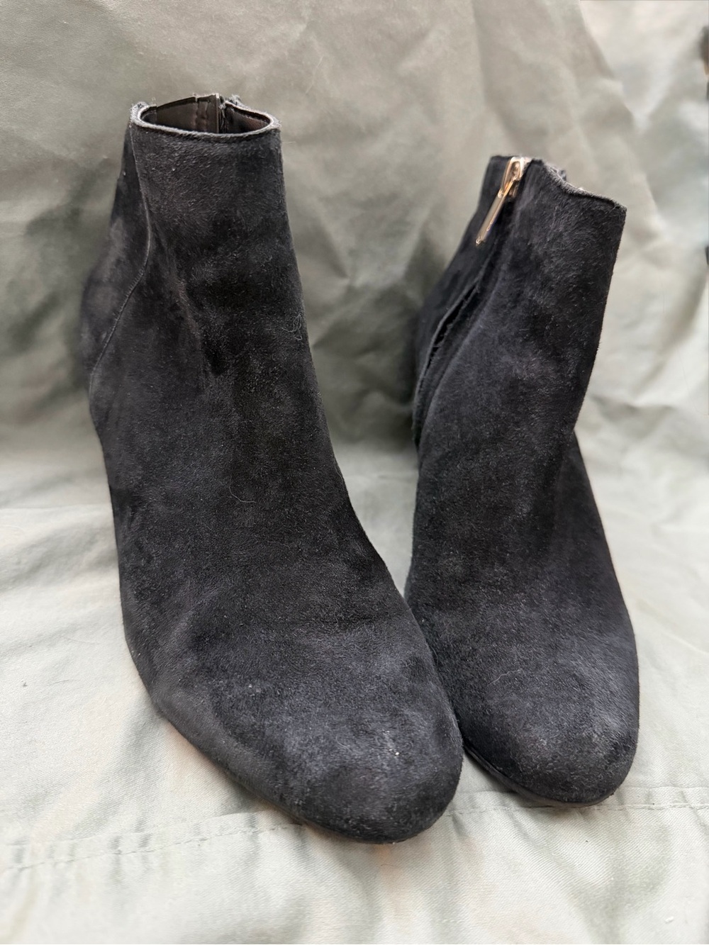 Sam Edelman Black Suede  Booties with Side Zip size 6